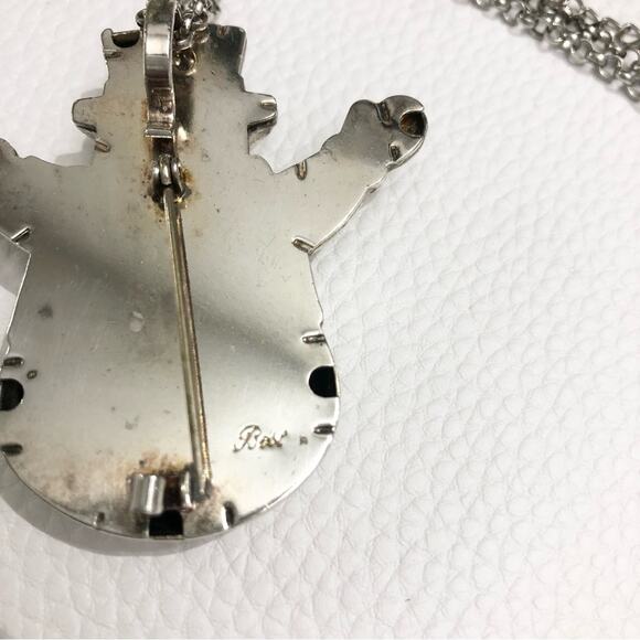 Best Vintage Silver Tone Puffed Snowman Pin Brooch Pendant EUC - Picture 4 of 5